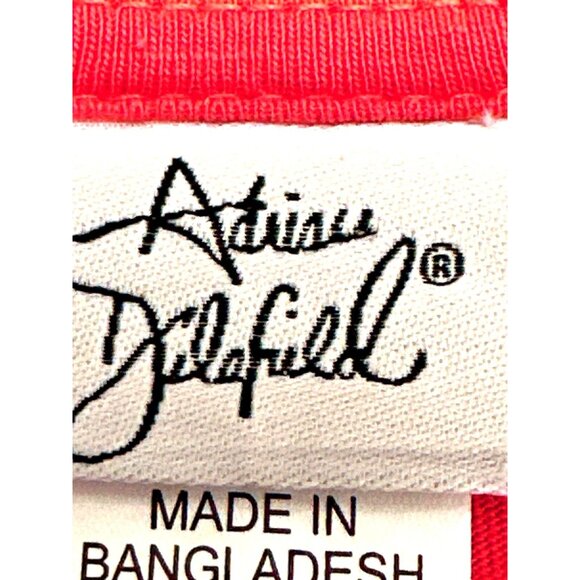 Adrian Delafield Salmon Pink Cotton Tunic Top With Button Front Scoop Neck Large - Picture 7 of 10